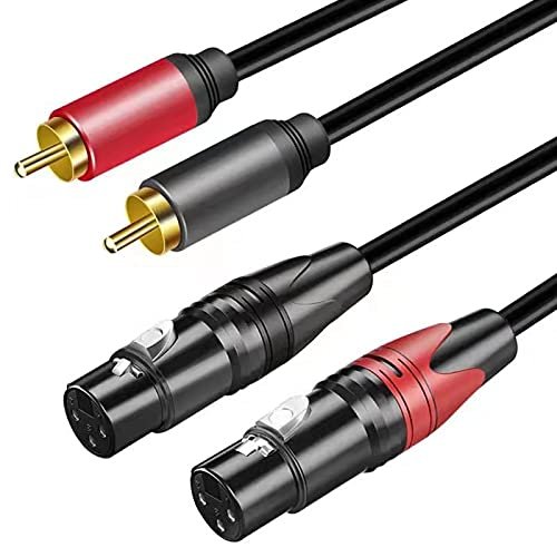 belipro Dual Female XLR to RCA Cable 10Ft, Heavy Duty 2 XLR Female to 2 RCA Male HiFi Stereo Audio Connection Cable.