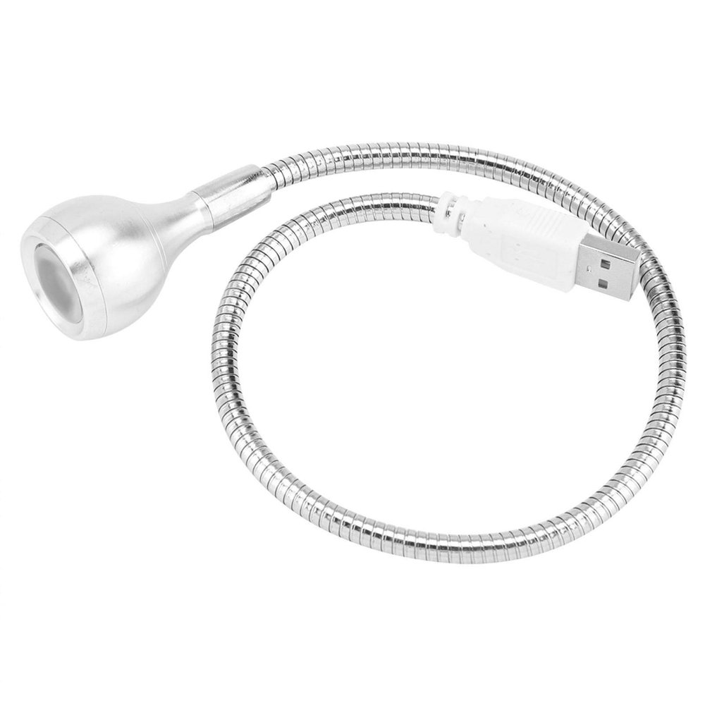 USB LED Lamp, Long Flexible Neck Desk USB Light Portable USB Gooseneck Light for Home School Office Night Studying 1W(Silver B)
