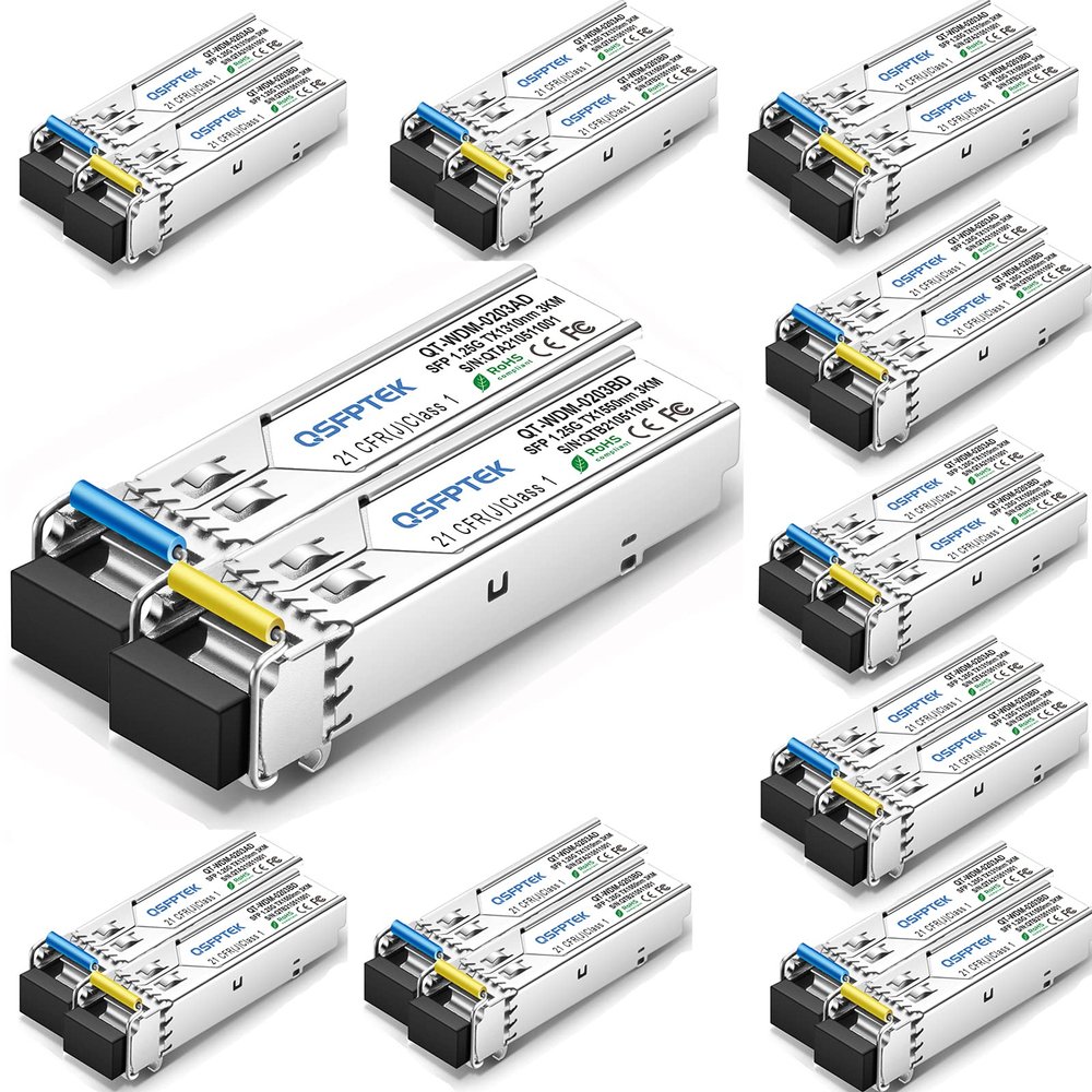 1.25g BIDI SFP Module, 1000BASE-BX-D BIDI WDM Transceiver, Tx1490 / Rx1310nm DDM LC WDM Transceiver Optical Fiber Transceiver for Cisco Cisco GLC-BX-20U, Cisco GLC-BX-20D, up to 20km - 10pair