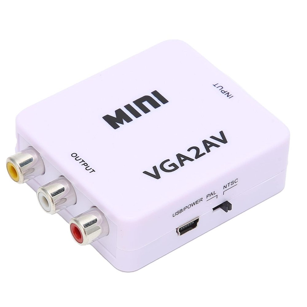 HERCHR VGA to AV Converter, RCA Composite Converter Adapter Box, VGA to AV RCA Video Converter PC TV Video Adapter