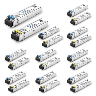 1.25G SFP Module, 1000Base-BIDI WDM Transceiver, 20KM Simplex LC DDM Tx1310/Rx1550nm Optical Fiber Transceiver for Cisco GLC-BX-20U, Cisco GLC-BX-20D, Ubiquiti, Mikrotik, D-Link, Supermicro, Netgear