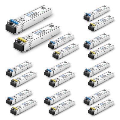 1.25G SFP 1000BASE-BX-D BIDI WDM Transceiver, 40KM Simplex LC DDM Optical transceiver Tx1310/Rx1550nm for Cisco GLC-BX-40U, Cisco GLC-BX-40D, Ubiquiti, Mikrotik, D-Link, Supermicro, Netgear -10 Pairs