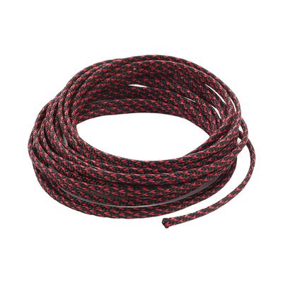 Aicosineg Wire Braided Protective Sleeve for Household Device Cable Management Hose Abrasion Black and Red 1/6Inch 16ft 1Pcs