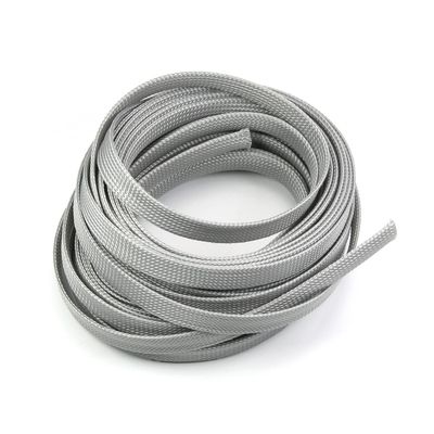 Aicosineg 33ft PET Flexible Braided Cable Sleeve 0.5inch Width Wire Loom Sleeving and Organizer Flexible Wire Mesh Sleeve Wrap Protector for TV Audio PC Cords from Pets Chewing Gray