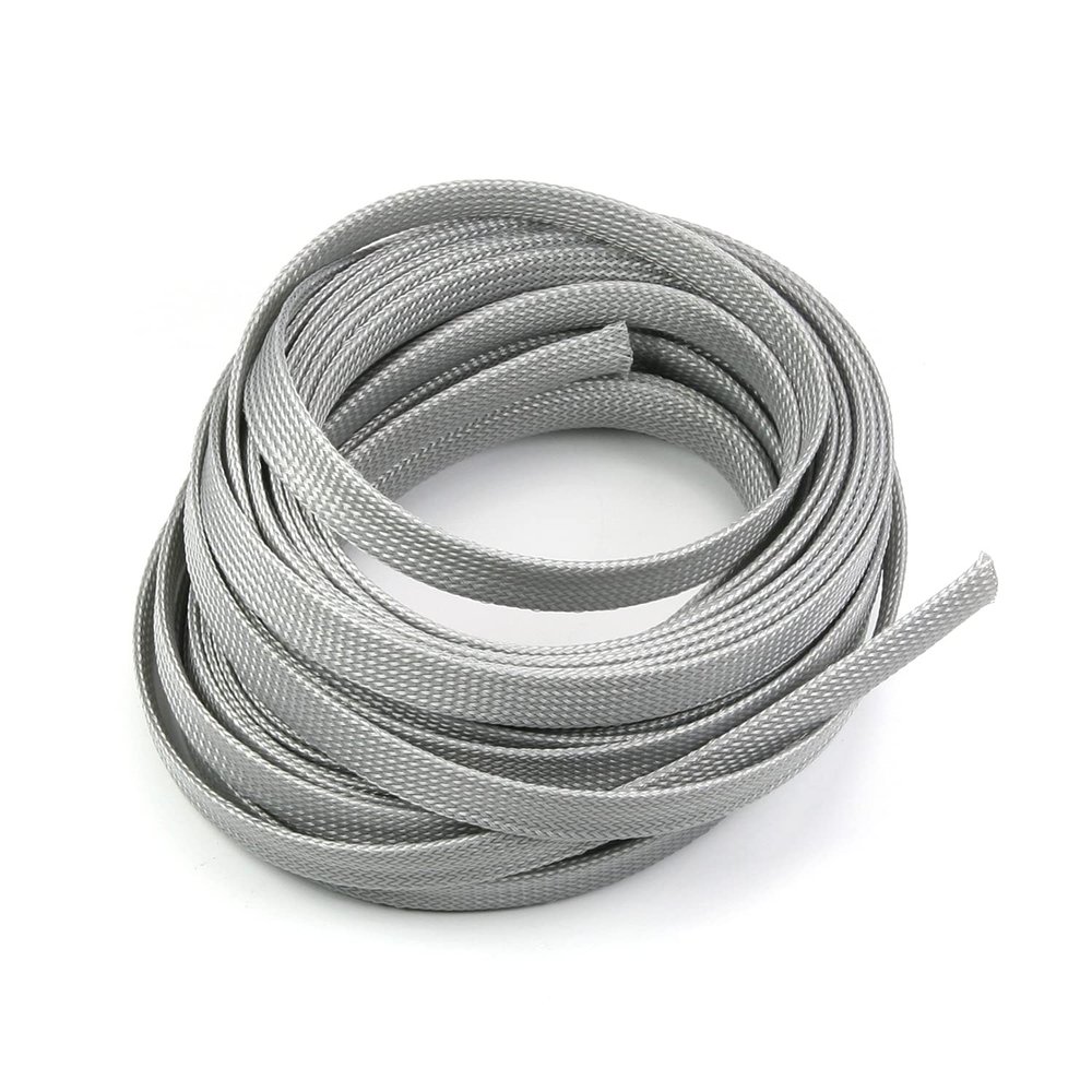 Aicosineg 33ft PET Flexible Braided Cable Sleeve 0.5inch Width Wire Loom Sleeving and Organizer Flexible Wire Mesh Sleeve Wrap Protector for TV Audio PC Cords from Pets Chewing Gray