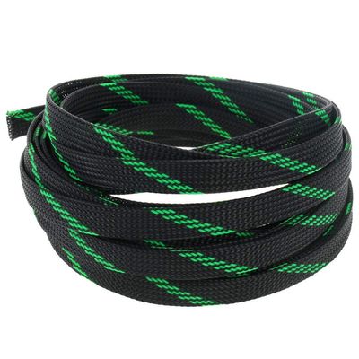 Aicosineg Wire Braided Protective Sleeve for Automotive Wire Sleeving Protect cat from Chewing Cords Black and Green 2/5Inch 16ft 1Pcs