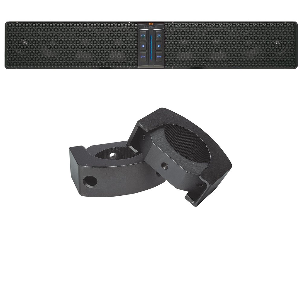 PowerBass 1 XL-850 8 Speaker Bluetooth Powersports Soundbar and 1 Set of XL-SBCLAMP2 XL Sound Bar Universal C-Clamps