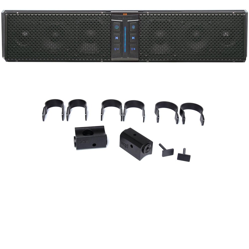 PowerBass 1 XL-650 6 Speaker Bluetooth Powersports Soundbar and 1 Set of XL-SBTCLAMP Thin C Clamp