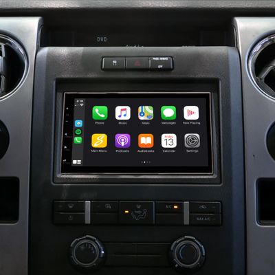 6.8" F-150 (2009-2014) Double Din Car Stereo Kit & Dash Kit Touchscreen Radio, Antenna Adapter, Certified Wireless Apple CarPlay/Android Auto, Bluetooth, Nav, Rear Camera Input, Fast Charging