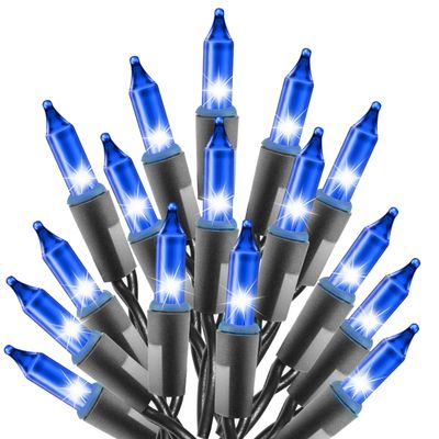 Holiday Essence - 100 Blue Christmas Lights, Incandescent String Lights, 20.6 Feet Black Wire for Indoor & Outdoor & Decorative, Halloween Dcor Bright Patio Lighting Tree Decorations, UL Certified
