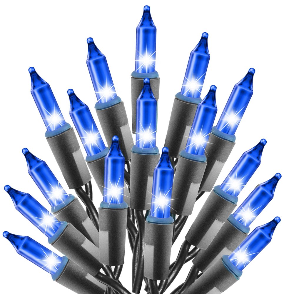 Holiday Essence - 100 Blue Christmas Lights, Incandescent String Lights, 20.6 Feet Black Wire for Indoor & Outdoor & Decorative, Halloween Dcor Bright Patio Lighting Tree Decorations, UL Certified