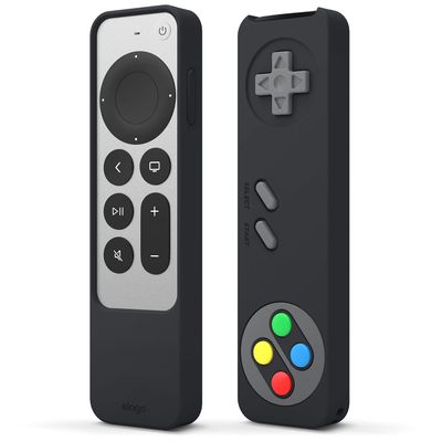 elago R4 Retro Case Compatible with 2022 Apple TV 4K Siri Remote 3rd Generation, Compatible with 2021 Apple TV Siri Remote 2nd Gen - Classic Controller Design [Non-Functional], Lanyard (Black)