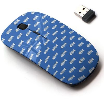 2.4G Wireless Mouse with Cute Pattern Design for All Laptops and Desktops with Nano Receiver - Cute Fish Bone