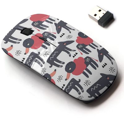 2.4G Wireless Mouse with Cute Pattern Design for All Laptops and Desktops with Nano Receiver - Baby Dog Animal