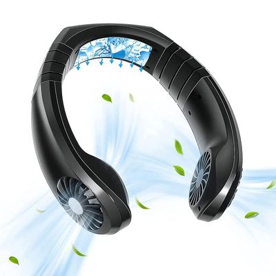 AQUYY Portable Summer Cooling Fan, Mini Sport Neck Hanging Fan Hands Free, USB Air Conditioner Wearable Fan, 3 Wind Speeds, Adjustable Neckband Fan for Outdoor Travel Camping Ideal Gift Black