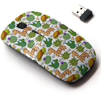 2.4G Wireless Mouse with Cute Pattern Design for All Laptops and Desktops with Nano Receiver - Botanical Tropical