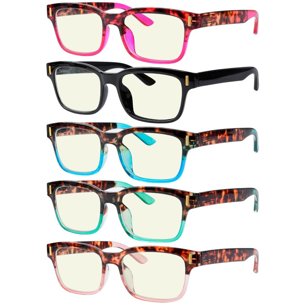 Eyekepper 5 Pack Reading Glasses Blue Light Blocking Readers Computer Eyeglasses Vintage Design +1.00