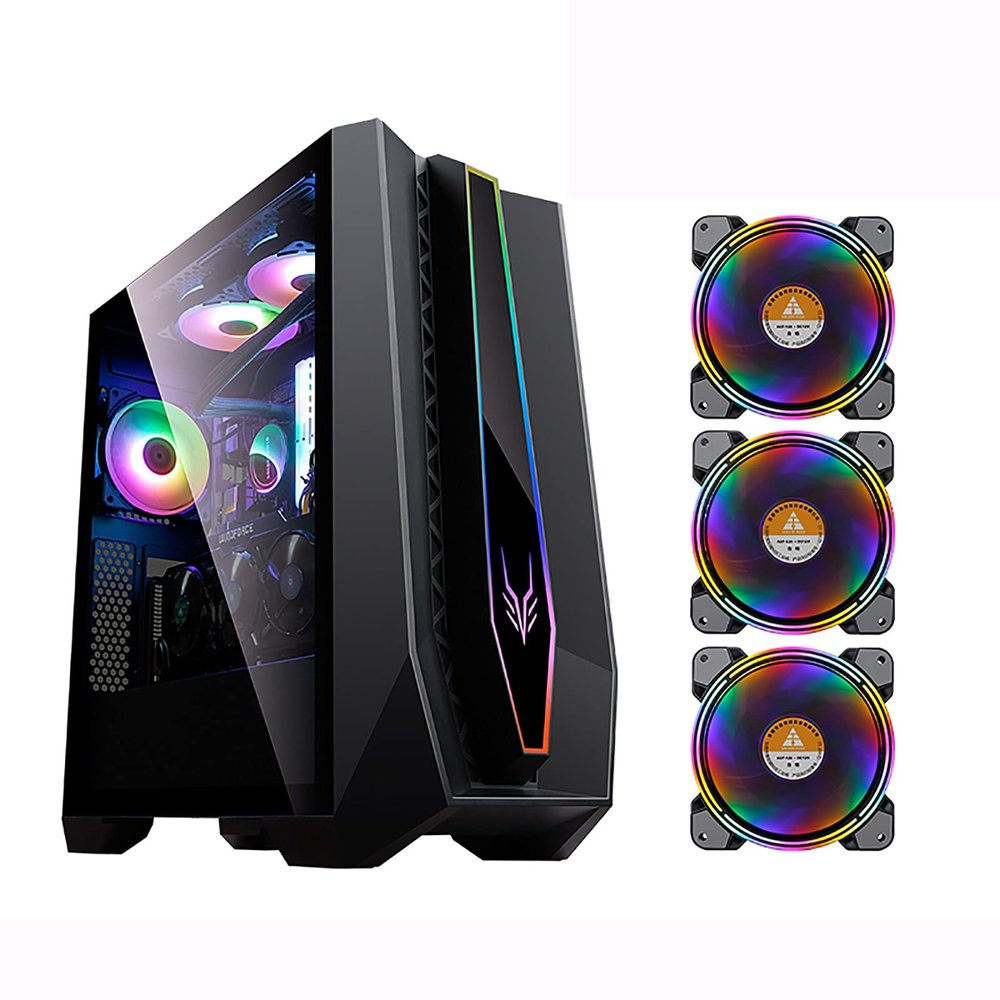 BBNB Computer Cases,Mid-Tower PC Gaming Case ATX/M-ATX/ITX - Front I/O USB 3.0 Port - Acrylic Glass Side Panel - Phantom Fan - Water-Cooling Ready (Size : 3 Fan)