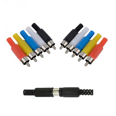 Chironal 12pcs/lot Plastic Lotus Audio and Video Head RCA Male Welding Head AV Male Plug Lotus Plug Welding Connector 4 Colors Red Black White and Yellow (Male 12)