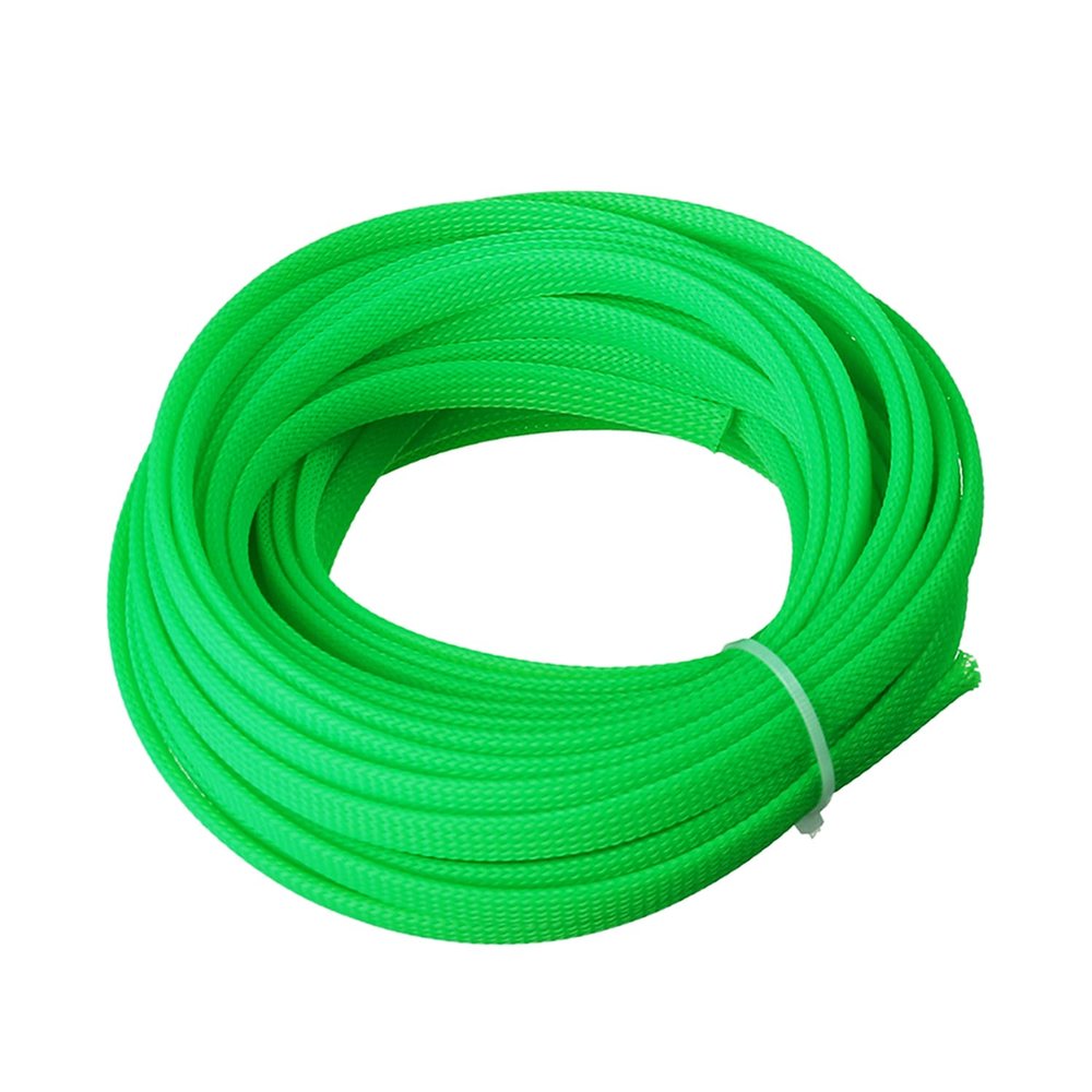 Aicosineg Wire Braided Protective Sleeve for Cable Split Power Cord Protection Flame Retardant Cable Manage Green 1/3inch 33ft 1Pcs