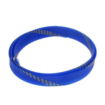 Aicosineg Wire Braided Protective Sleeve for Cable Split Power Cord Protection Flame Retardant Cable Manage Blue and Gold 7/9inch 3ft 1Pcs