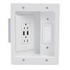 Legrand - OnQ in Wall Cable Management Kit with USB, TV Outlet Wall Kit Hides Cords, in Wall TV Power Kit Works with All Plugs, Recessed TV Outlet, White, HT21USBWHV1 (Hardwired) view 1