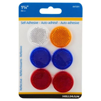 Mini Reflector, Plastic, 1.25-In., 6-Pk.