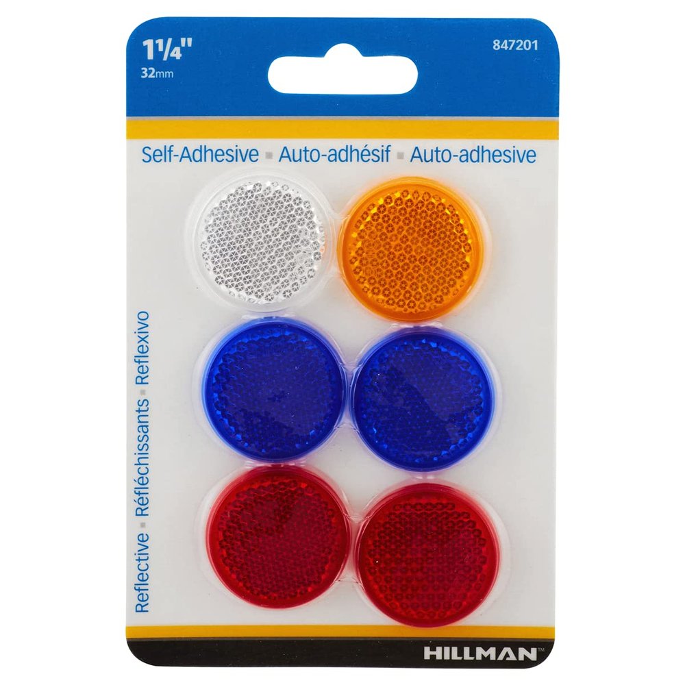 Mini Reflector, Plastic, 1.25-In., 6-Pk.