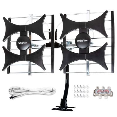 Five Star Multi-Directional 4V HDTV Antenna - up to 200 Mile Range, UHF/VHF, with Installation Kit and Mounting Pole (Renewed)