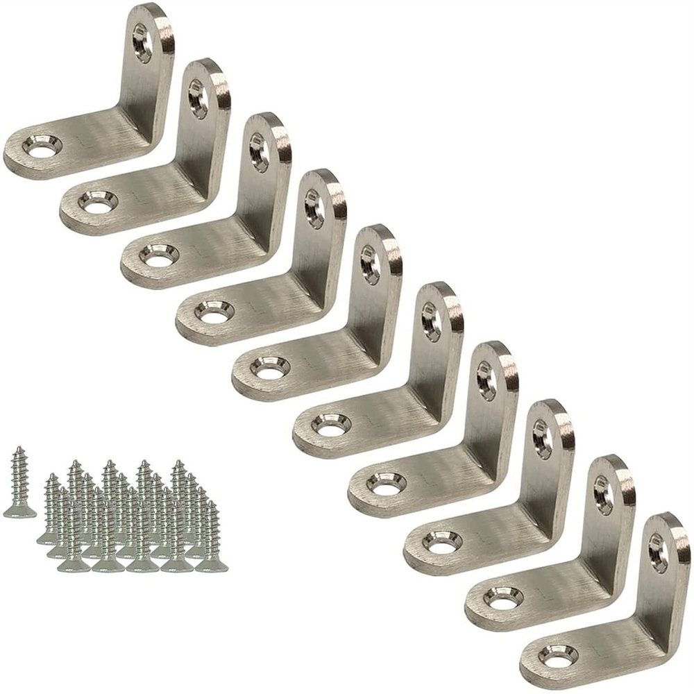 10 Pcs Enhanced Corner Brace Bracket 0.3cm Thickness Stainless Steel L Shape Angle Bracket 90 Degree with Screws for Furniture Corner Support (30x30x16mm) (Size : 30x30mm 3mm thickness)