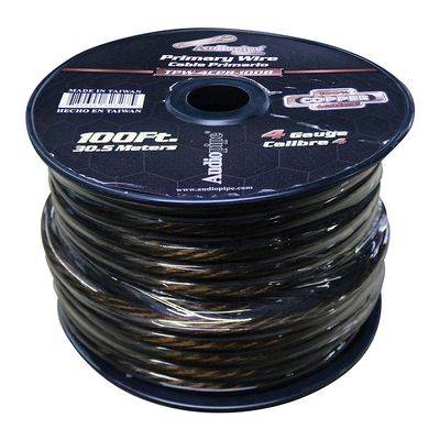 Audiopipe TPW4CPR100B 4 Gauge 100% Copper Series Power Wire - 100 Foot Roll - Black Pvc Outer-jacket