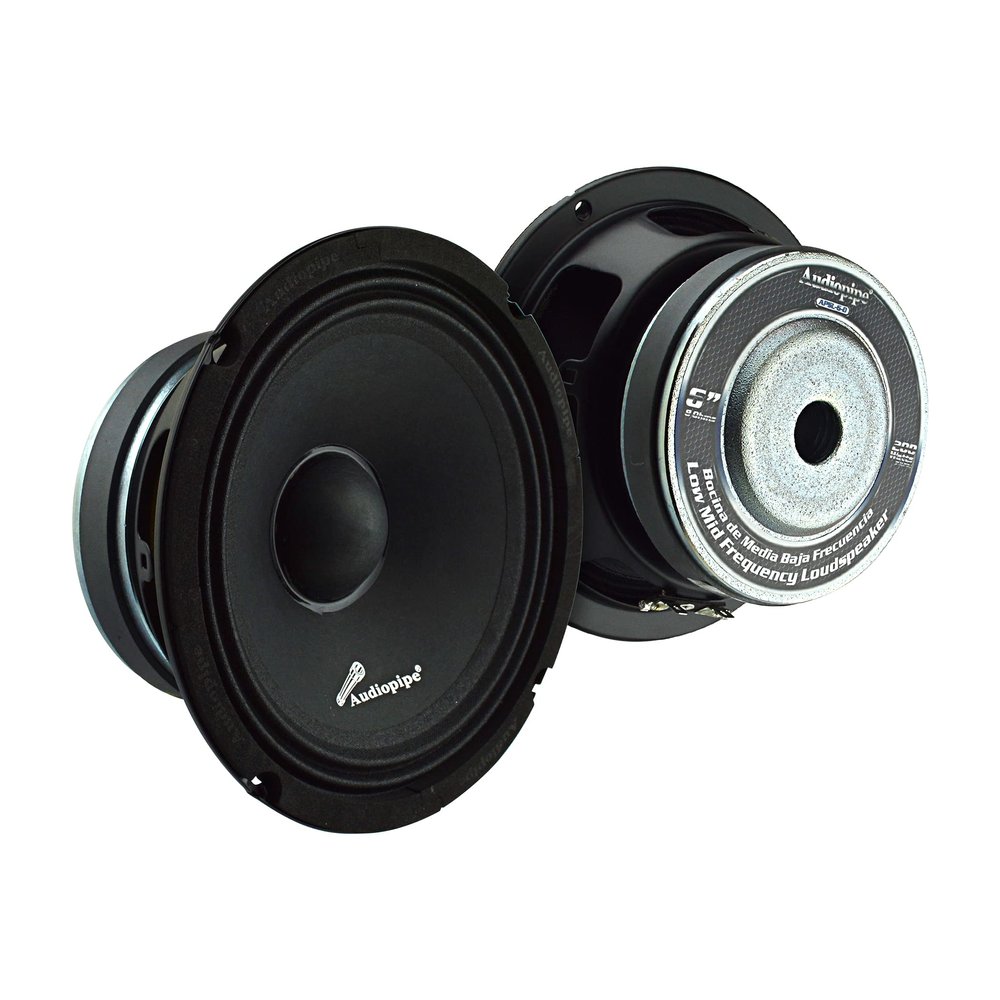 Audiopipe 6" Low-Mid Frequency Loudspeaker (APSL-6-D), Mid-Range, High Performance, 200 Watts, 1.5" KSV Voice Coil, Steel Basket, 91dB, 8 Ohms