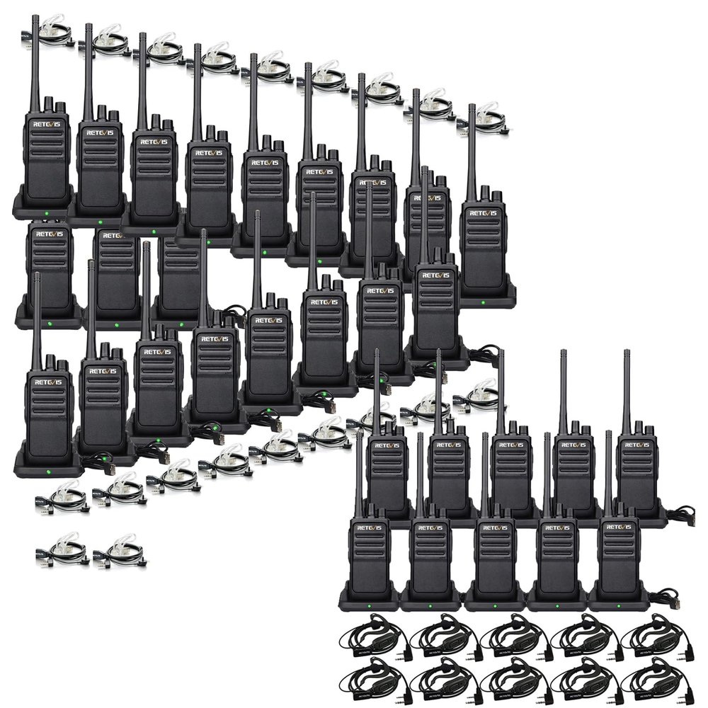 Retevis RT17 Walkie Talkies with Earpiece (20 Pack) Bundle with Retevis RT17 Walkie Talkies with Earpiece,Heavy Duty Walkie Talkies Long Range (10 Pack)