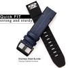 Abanen Quick Easy Fit 22mm Leather Watch Bands for Fenix 6 / Fenix 5, Genuine Leather with Silicone Sweatproof Wrist Strap for Garmin Fenix 6 Pro/Sapphire,Approach S62/S60,Instinct,Quatix 6/5 (Blue) view 2