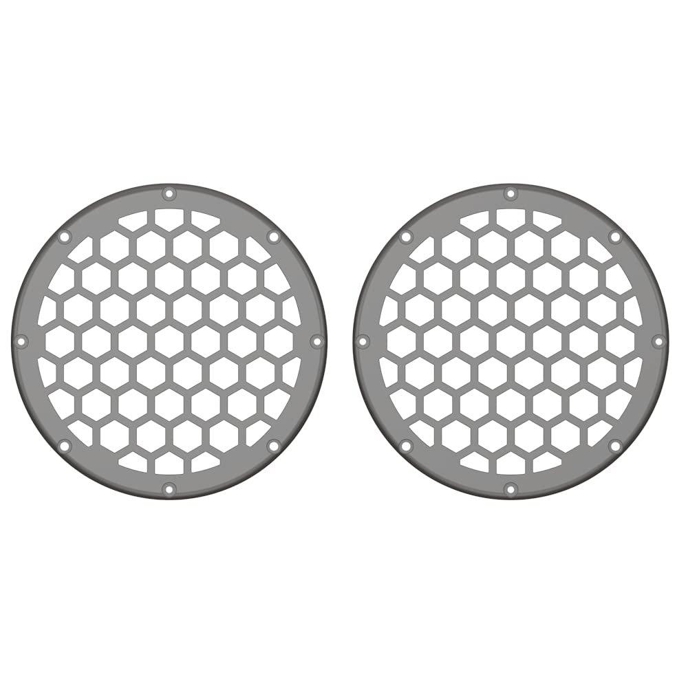 Advanblack x XBS Color Matched HEX 6.5'' Speaker Grills(2 pcs) Fit for Harley Touring Lower Fairing 6 1/2 Speakers (Billet Silver)