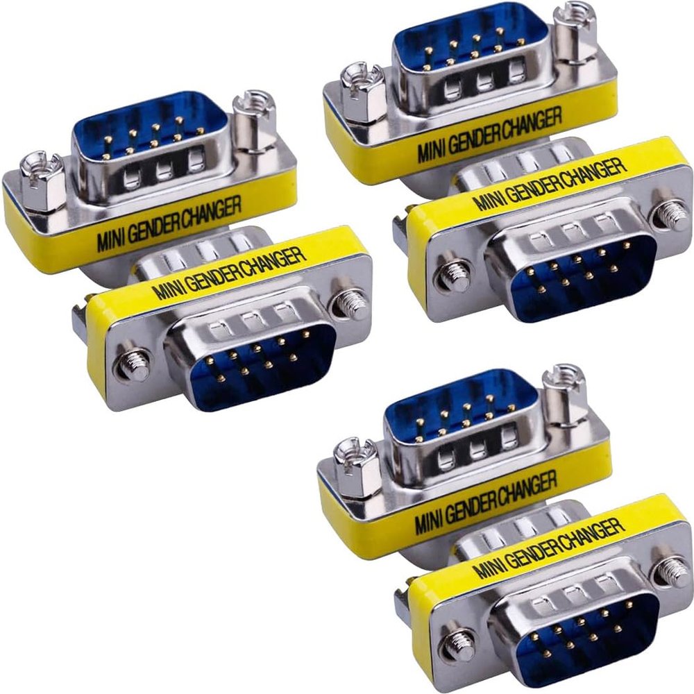 Warmstor 6-Pack 9Pin RS232 Serial Cable DB9 Male to Male Mini Gender Changer Adapter Coupler Connector