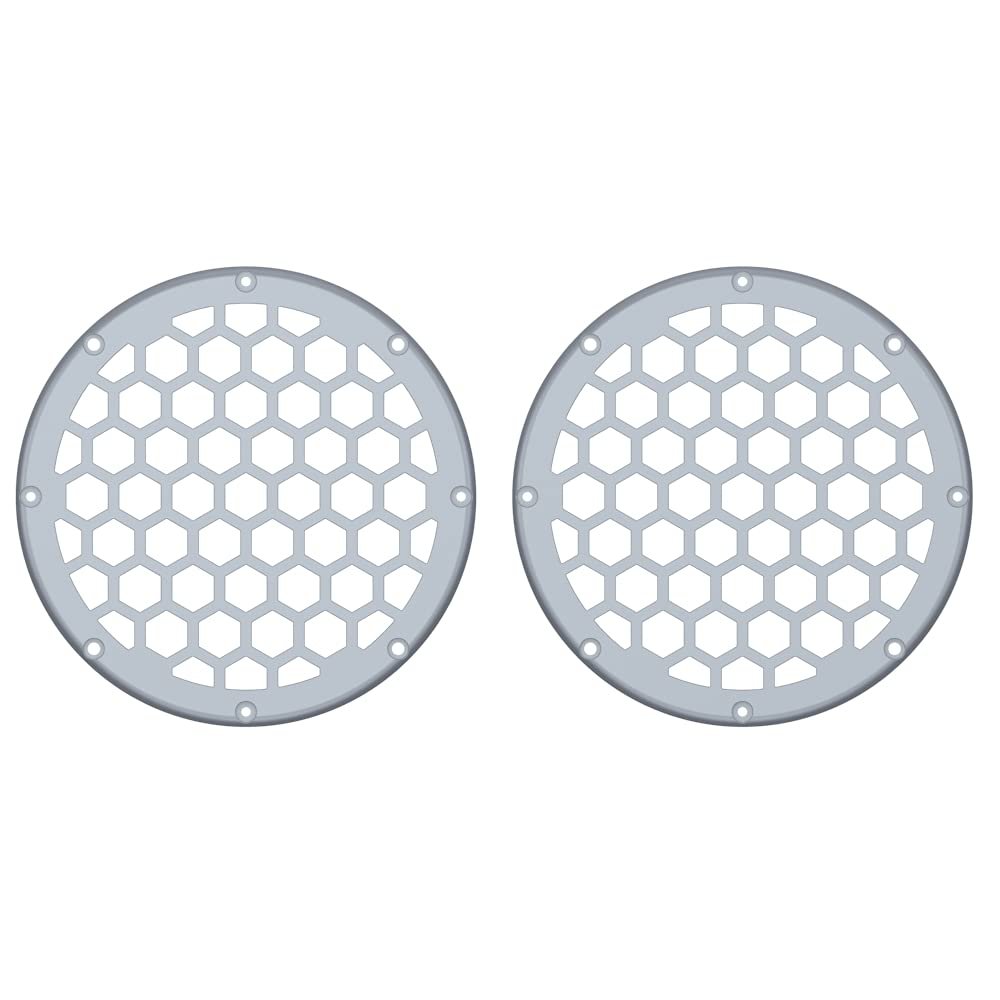 Advanblack x XBS Color Matched HEX 6.5'' Speaker Grills(2 pcs) Fit for Harley Touring Lower Fairing 6 1/2 Speakers (Brilliant Silver)