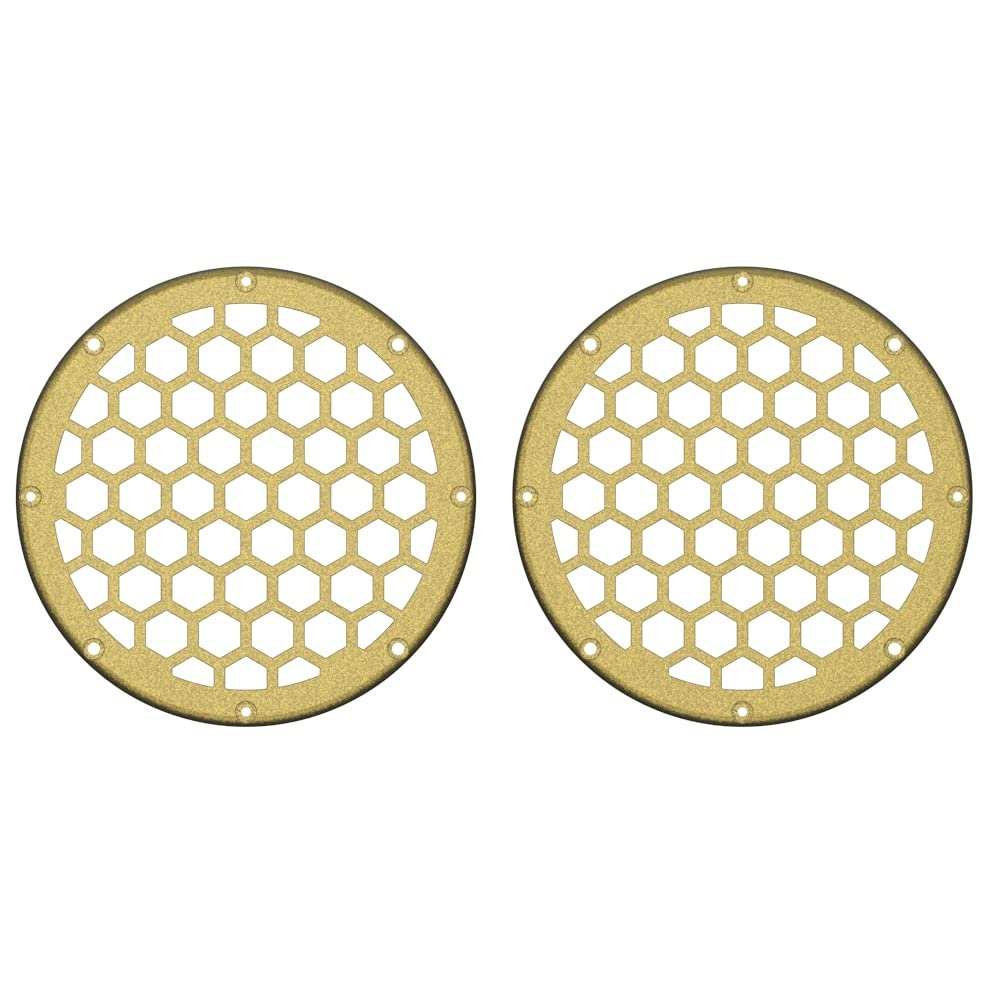 Advanblack x XBS Color Matched HEX 6.5'' Speaker Grills(2 pcs) Fit for Harley Touring Lower Fairing 6 1/2 Speakers (Olive Gold)