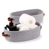 Oradrem 2 Pack Cotton Rope Small Woven Basket,Toilet Paper Basket,Room Storage Basket with Handles for Bathroom, 13"x5.9"x4" Gary view 1