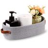 Oradrem 2 Pack Cotton Rope Small Woven Basket,Toilet Paper Basket,Room Storage Basket with Handles for Bathroom, 13"x5.9"x4" Gary view 2
