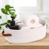 Oradrem 2 Pack Woven Storage Basket for Toilet Tank Top,Farmhouse Home Decor Organizing Baskets for Bathroom,Table and Counter 13"x5.9"x4" White view 2