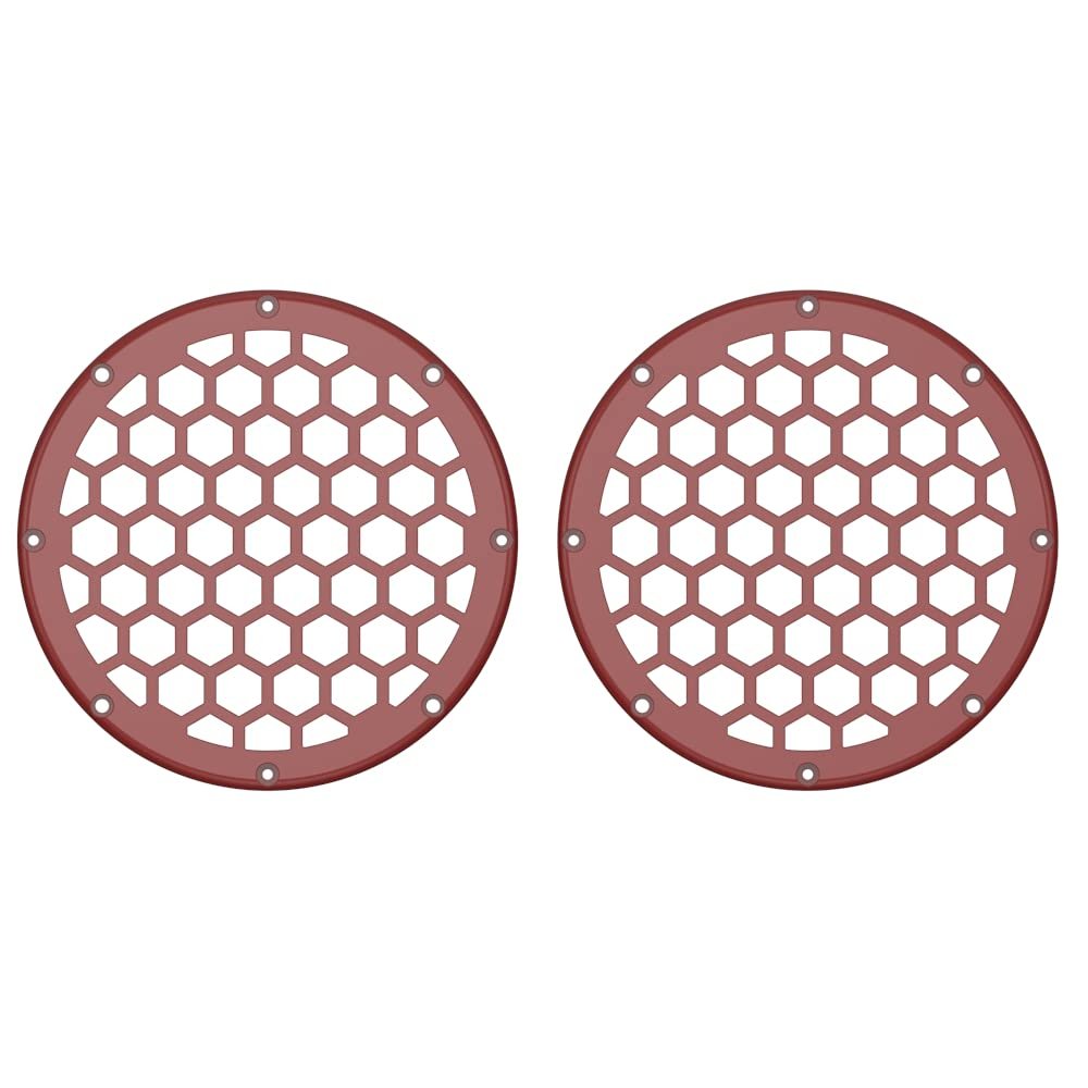 Advanblack x XBS Color Matched HEX 6.5'' Speaker Grills(2 pcs) Fit for Harley Touring Lower Fairing 6 1/2 Speakers (Red Hot Sunglo)