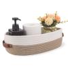 Oradrem 2 Pack Cotton Rope Bathroom Decor Basket,Toilet Paper Holder Basket,Farmhouse Home Decor Organizing Baskets 13"x5.9"x4" Brown Stitching White view 2