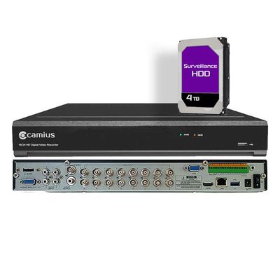 4K 16-Channel Hybrid DVR for Analog & IP Cameras Works with Coax BNC CCTV, Add 8 IP (24 Max), HDMI Full View, No Monthly Fees, 2 SATA Storage, PC/Mac/Mobile Remote Access 4TB Included