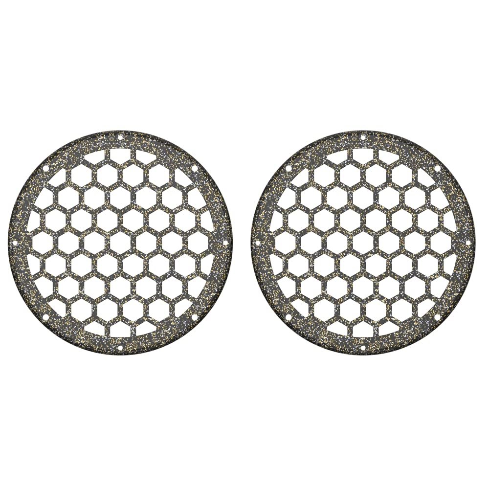 Advanblack x XBS Color Matched HEX 6.5'' Speaker Grills(2 pcs) Fit for Harley Touring Lower Fairing 6 1/2 Speakers (Hard Candy Black Gold Flake)