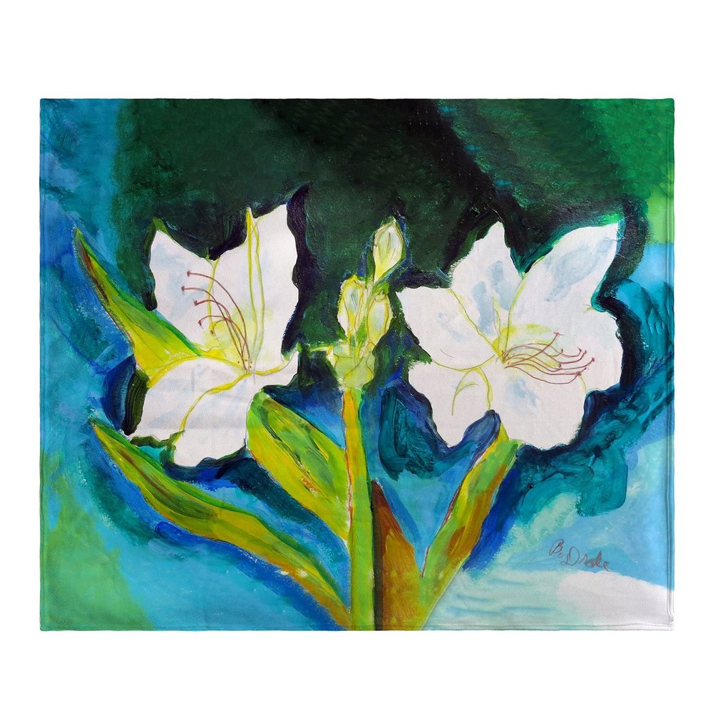 Betsy Drake White Lilies Throw
