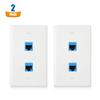 Cable Matters 2-Pack 2-Port Ethernet Wall Plate, Cat6 Wall Plate with Blue RJ45 Keystone Jack, Ethernet Jack Outlet in White view 2