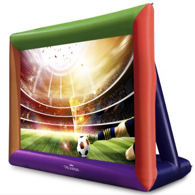 Talvania 33 Feet Inflatable Projector Screen for Outdoor and Indoor TV Movie Watching, Huge Screen, Quality Blower, Tie Downs, Stakes, Sandbags and Storage Bag, Quick Blow Up, Jumbo (33' Multicolor)