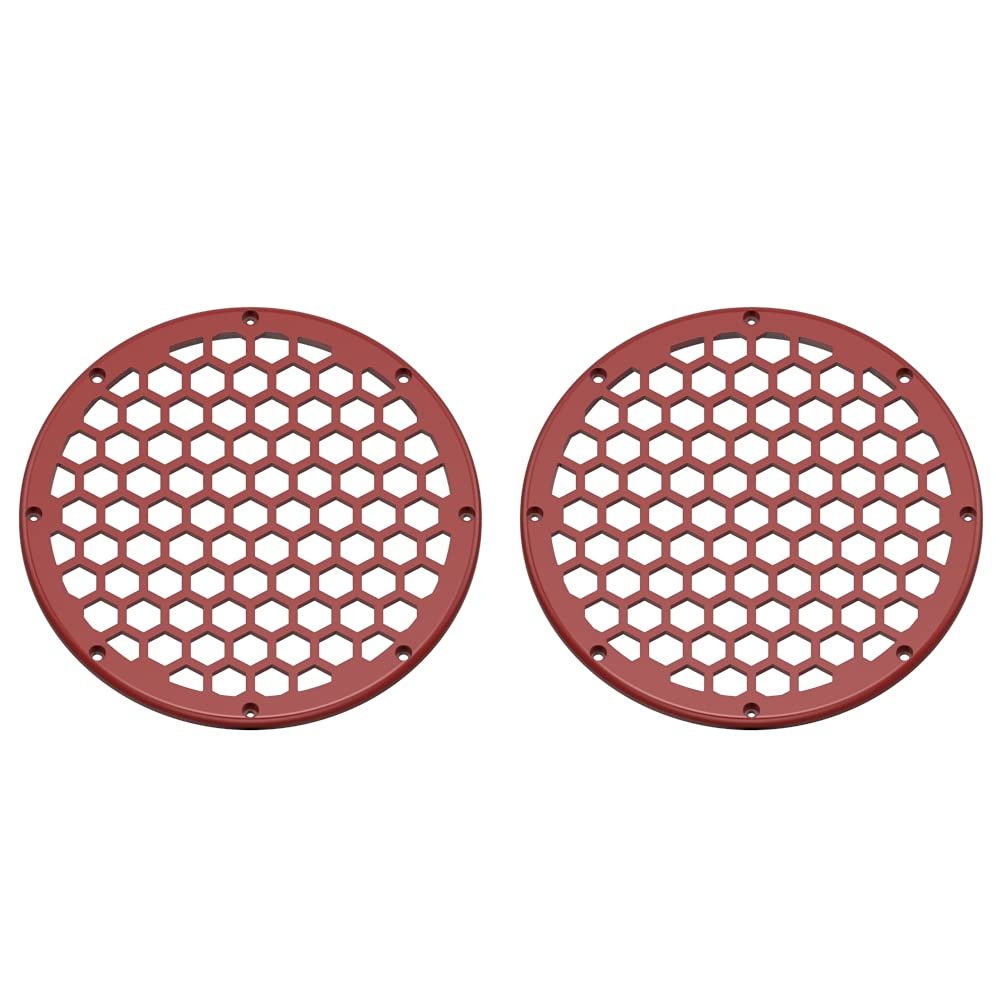 Advanblack x XBS Color Matched 2PCS Covers HEX 8'' Speaker Grills Fit for Harley Touring Saddlebag Lids Tour Trunk Pack Lid with 8 inch Speakers (Red Hot Sunglo)