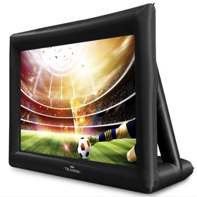 Talvania 30 Feet Inflatable Projector Screen for Outdoor and Indoor TV Movie Watching, Huge Screen, Blower, Tie Downs, Stakes, Sandbags, and Storage Bag, Quick Blow Up (30' Black)